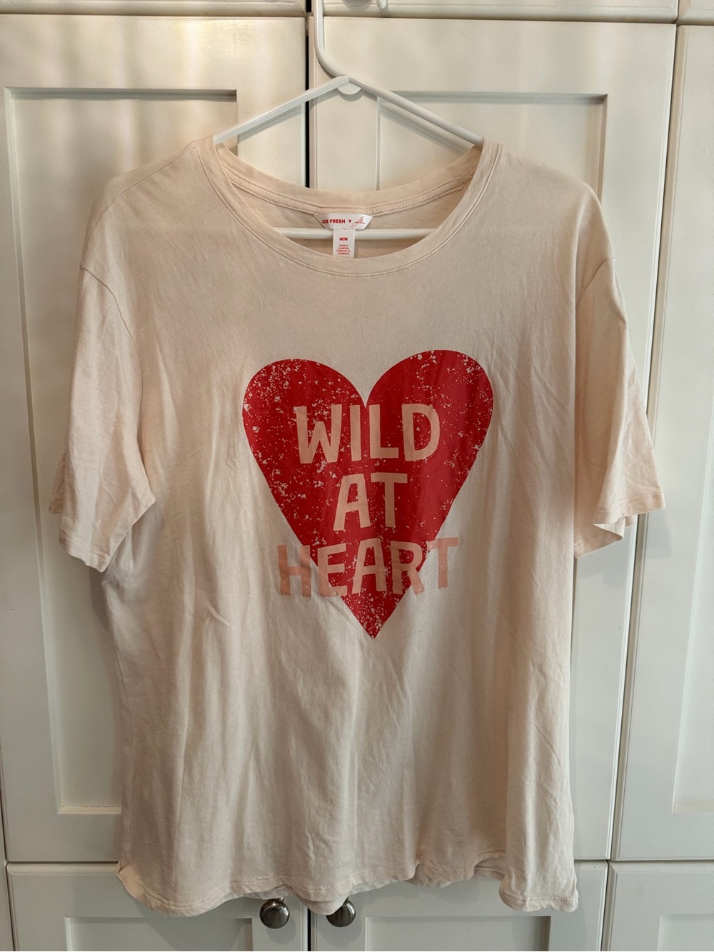 Joe Fresh x Jillian Harris Cream Tee with Red Heart Graphic